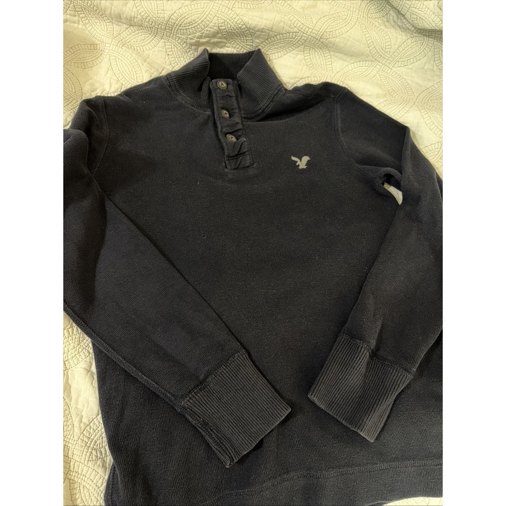 American Eagle Outfitters Henley Pullover Men's Size Small Navy Sweater